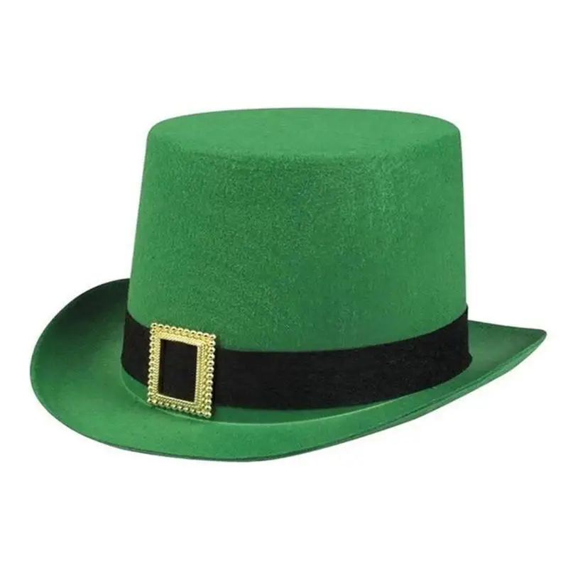

652F Green Shammock Hat for StPatrick Day Tall Hat Holiday Headwear Irish National Day Celebration Caps Festival Props Hat