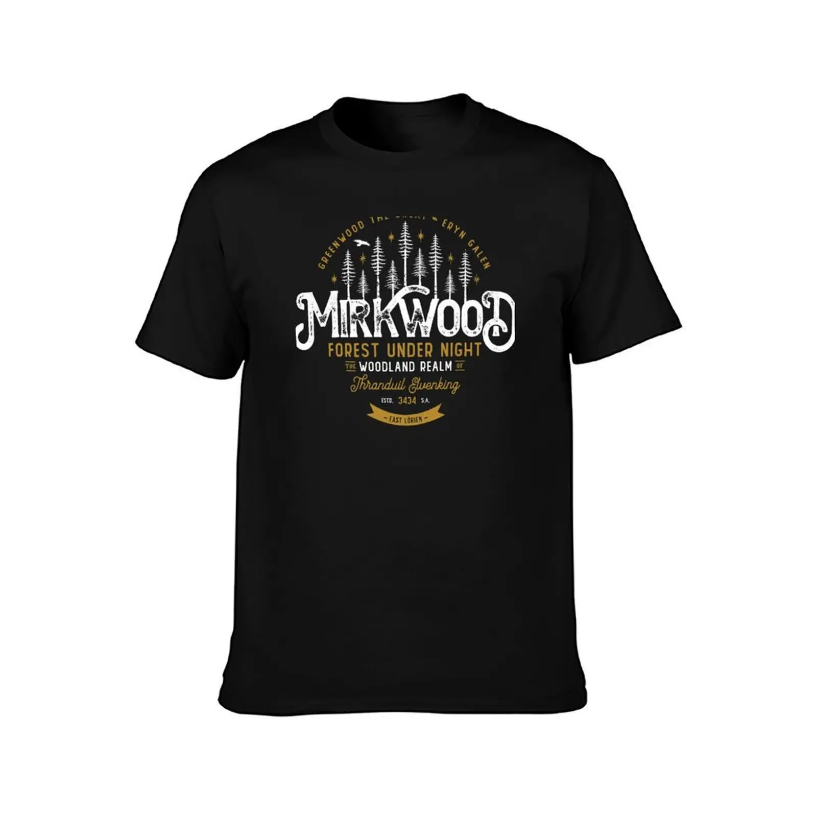Mirkwood, Forest Under Night, East Lórien, Outdoor Adventure Badge T-Shirt Basic Plain Short Sleeve Crew Neck Tee T-Shirt