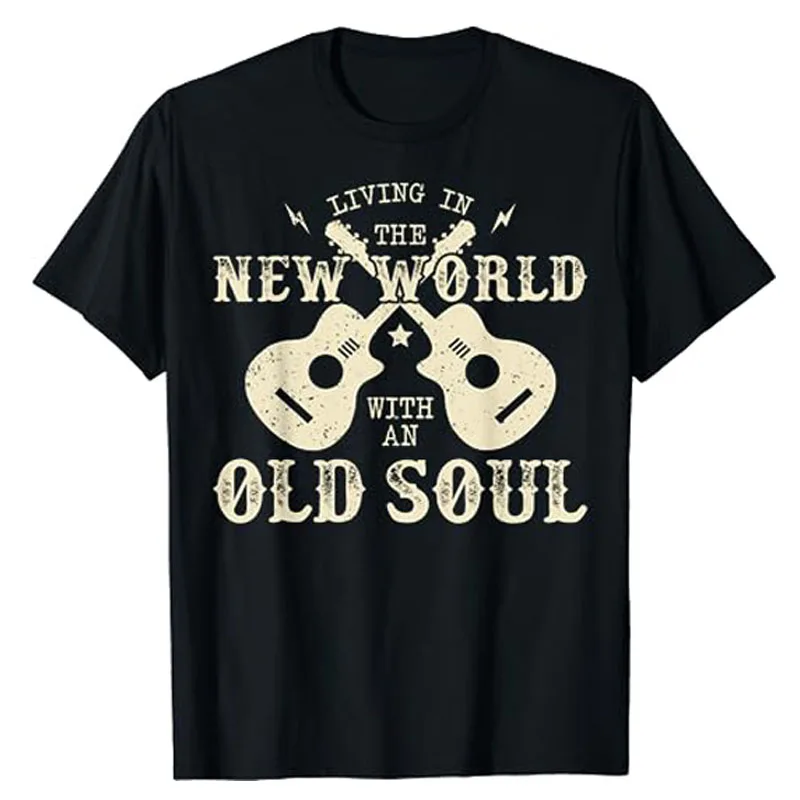 Oliver Anthony - Livin' in The New World with An Old Soul T-Shirt Country Music Lover Graphic Tee Vintage Guitar Singer Top Gift