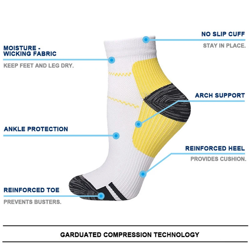 WRELS 1/2/3 Paar Sportsocken, elastische Knöchel-Kompressionssocken für Herren und Damen, niedrig geschnitten, verdickte Ferse, rutschfest, für Radfahren und Laufen – Detail 5