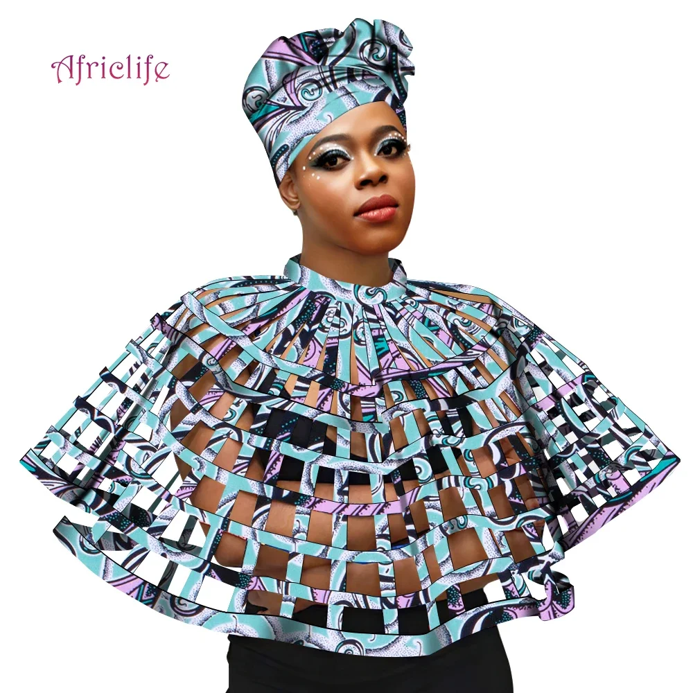 Ankara African Net Necklaces Shawl Collar Matching Headwrap Women Clothings Accessories Print Web Shoulder Necklace SP136