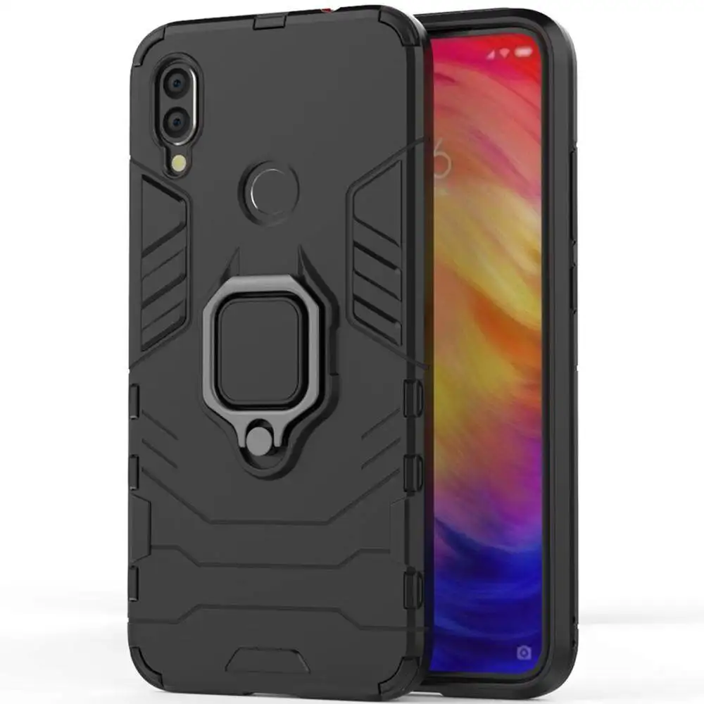 Linkee чехол для телефона Samsung Galaxy A40, Силиконовый ТПУ и жесткий поликарбонатный роскошный бронированный противоударный металлический чехол с кольцом-держателем
