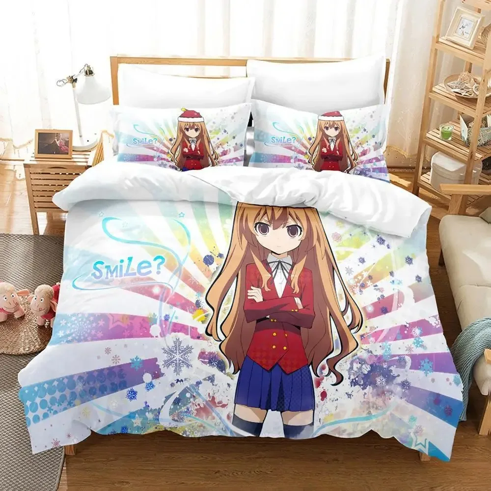 Toradora conjunto de cama único gêmeo completo queen king size conjunto adulto criança quarto conjuntos capa edredão impressão 3d anime conjuntos folha