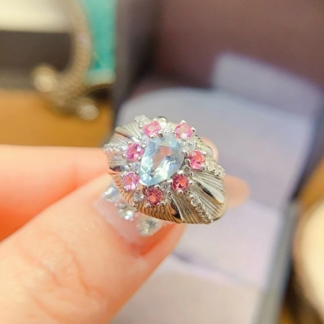 KJJEAXCMY High End Women's Ring Natural Sapphire S925 Silver with Electroplating Boasting High Clarity Full Brilliance  Gift