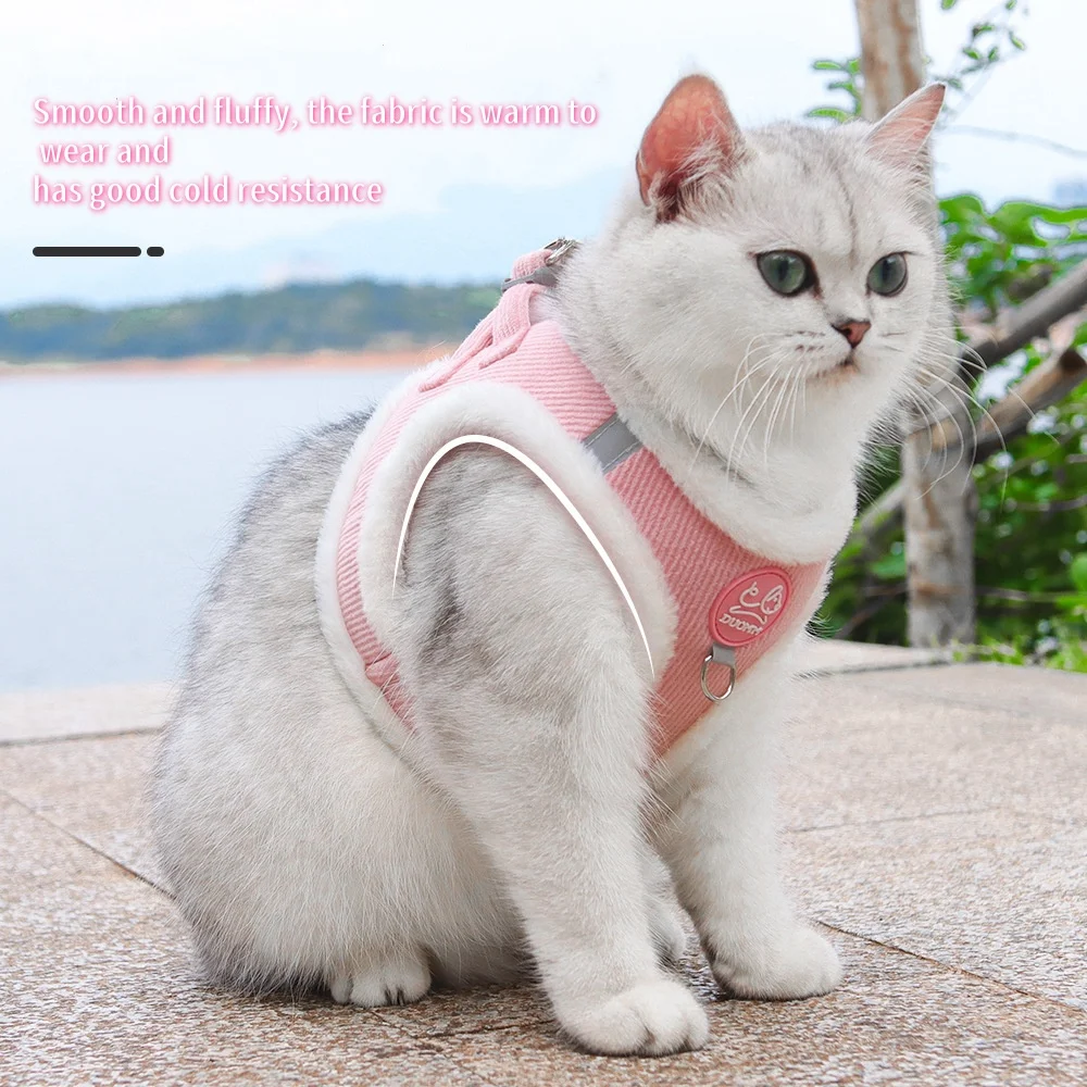 

Plush Harness and Leash Set for Small Dog, Soft Fur Pet, Cat Traction Rope, Comfortable Chest Strap, Autumn and Winter