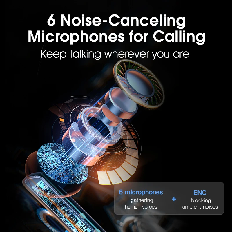 QCY HT05 Melobuds ANC Wireless Bluetooth Earbuds BH21HT05A 40dB 6 Mic AI-Enhanced Calls Transparency App for Custom EQ 30H view 4