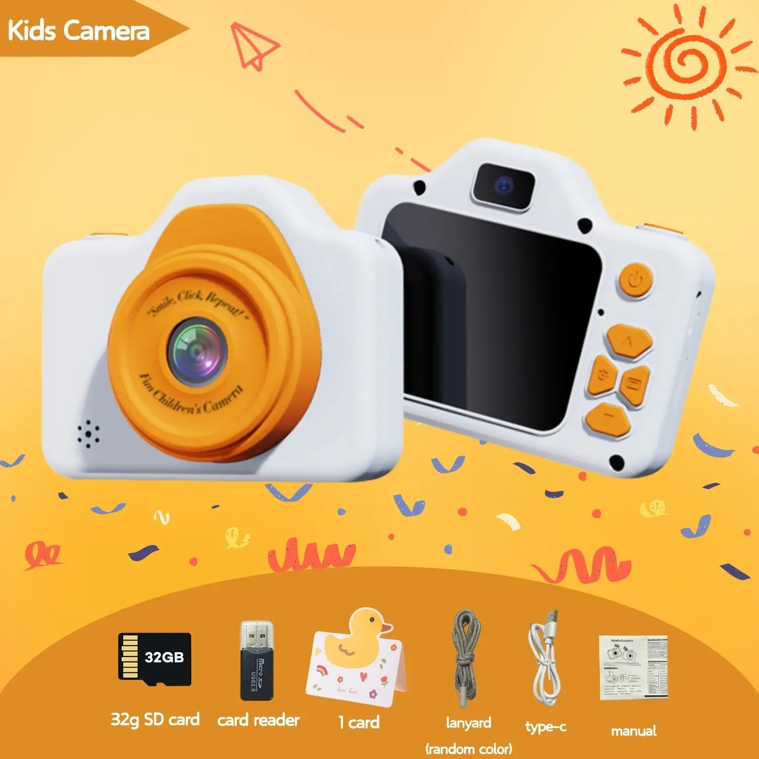 

Милая мини-камера HD цифровая камера с двумя объективами и SD-картой 32 г, камера с видеозаписью, музыкальные игры, подарок на день рождения для детей