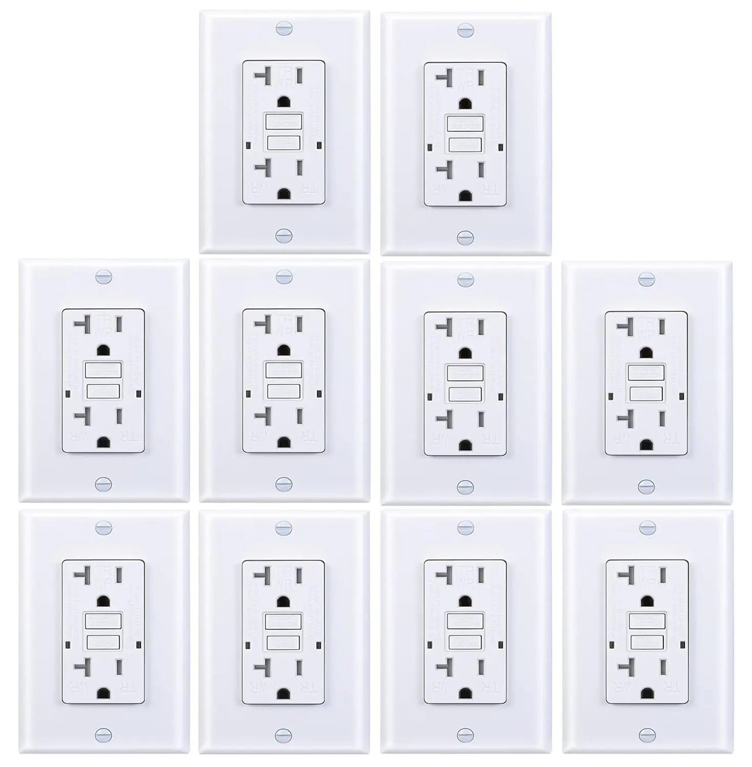 20 Amp GFCI Outlet, Tamper-Resistant,  LED Indicator with Decor Wall Plates and Screws，UL Listed, White