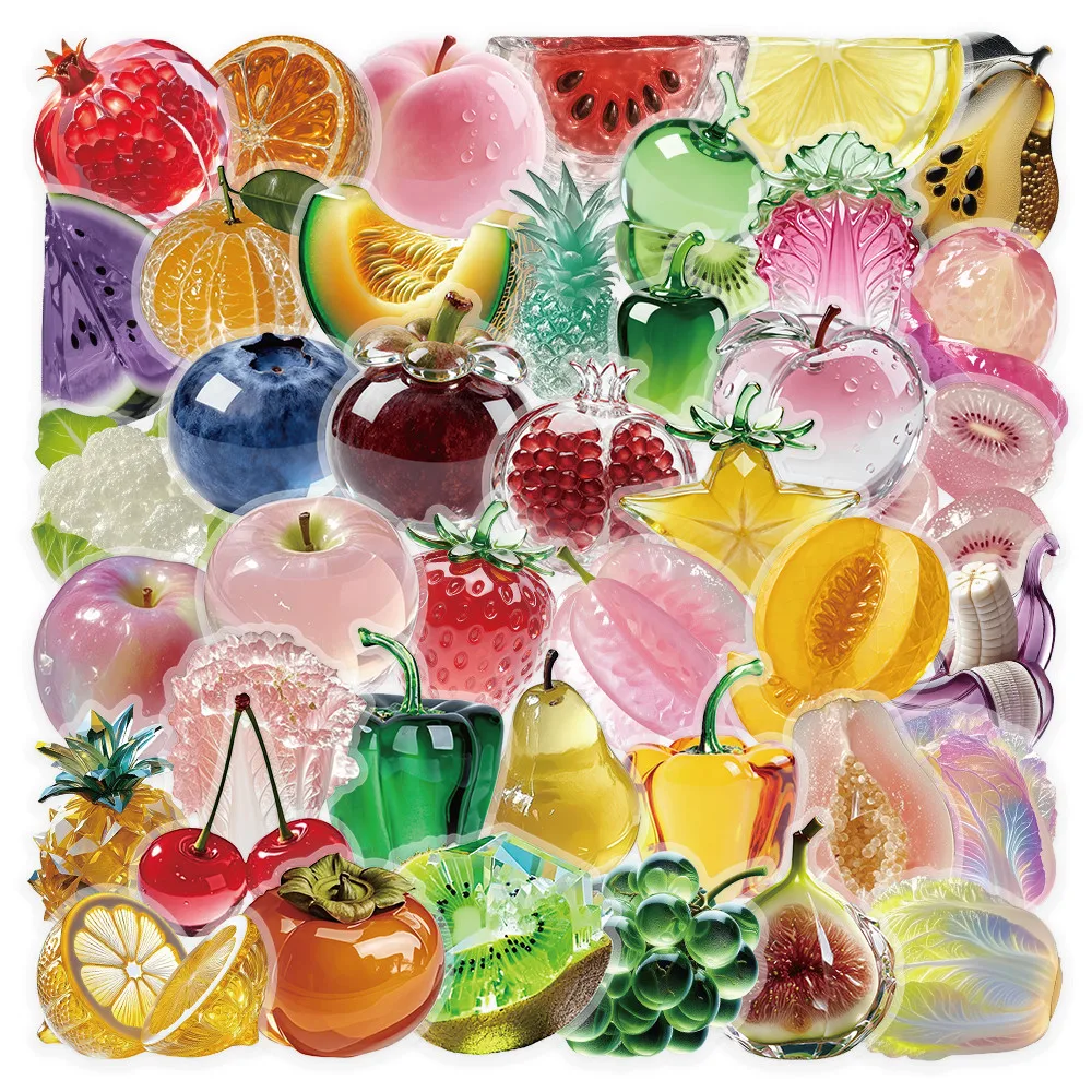 Glass Fruit & Vegetable Decorative Stickers 53 Sheets for Journal Diary Planner DIY Craft Stationery Giajar Sticker Store