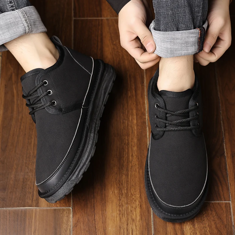 

Winter Large-sized Solid Color Fleece Warm Flat-bottomed Mid-calf Wearable Casual Outdoor Large-sized Anti-slip Snow Boots