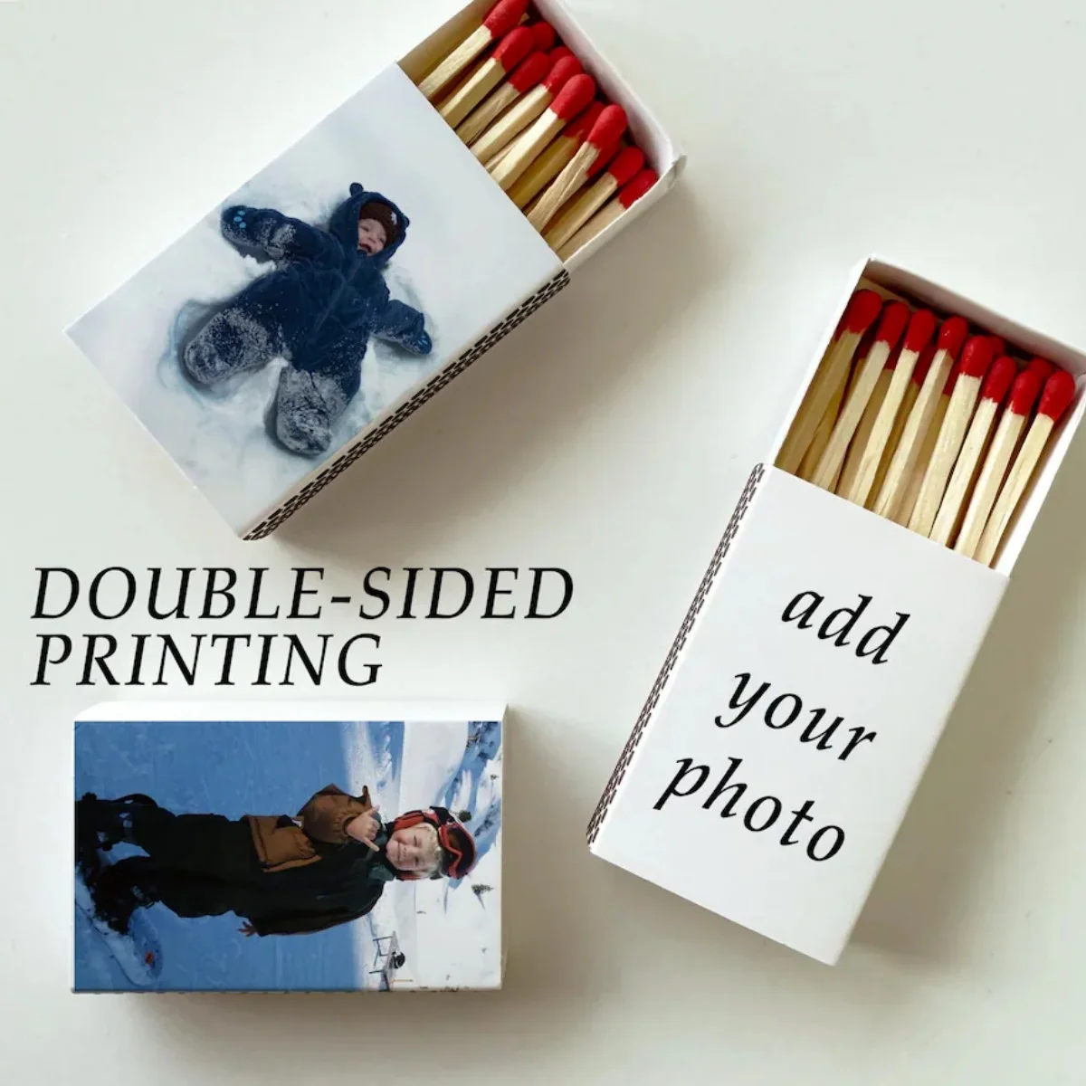 

Матч-коробки с индивидуальным логотипом, ДВОЙНОЕ СЧЕТНЕННАЯ печать, персонализированные спички для фотографий, персонализированные спички для свадьбы, деловых мероприятий, оптом