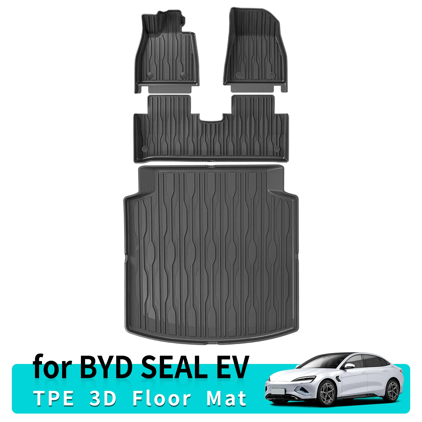 Dla BYD Seal EV / DMI 3D TPE Samochodowe dywaniki podłogowe Podkładka bagażnika Akcesoria samochodowe na każdą pogodę (kierowca z lewej strony)