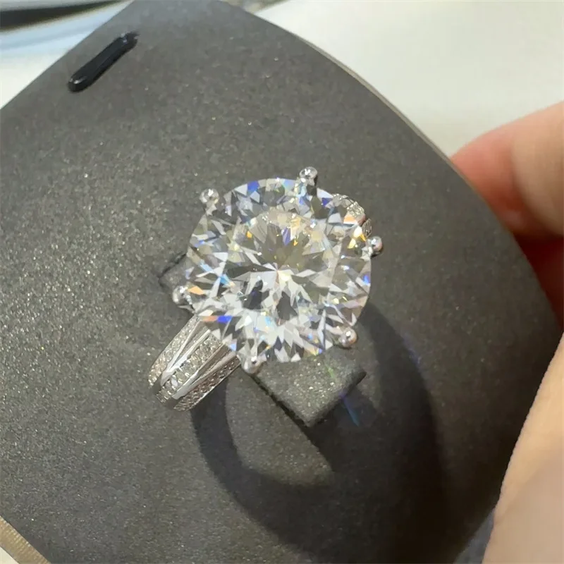 New 5 Carat D Color VVS1 Moissanite Rings Sparkling s925 Silver Moissanita Lab Grown Diamond Gemstone Ring Fine Jewelry GRA