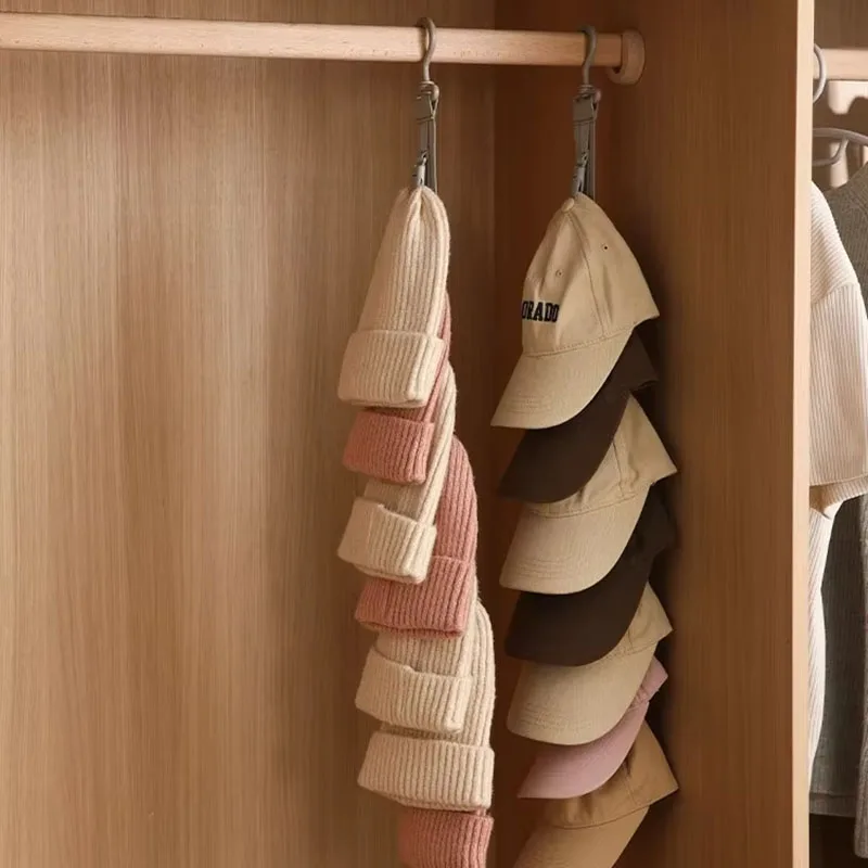 Wardrobe Hat Rack Hanging Rope Hat Storage Clips Hat Organizer Display for Baseball Caps Hat Hanger for Closet Door Saving Space