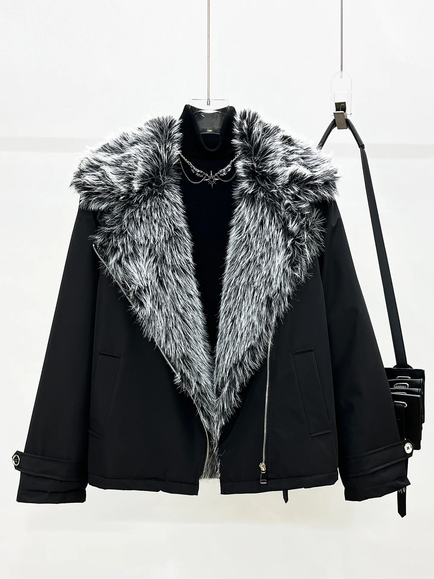 

Winter Thiened Men's Jaet Warm Outerwear Loose Fit Zipper Closure Long Sve Cleanfit Sle Pure Color Casual Wear