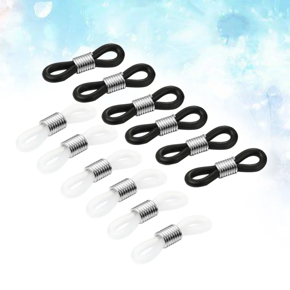 12pcs Glasses Chain Rubber Ring Non DIY Connector Strap Eyelets Rope Accessories(6 White,6 Black) Eyeglasses Chain