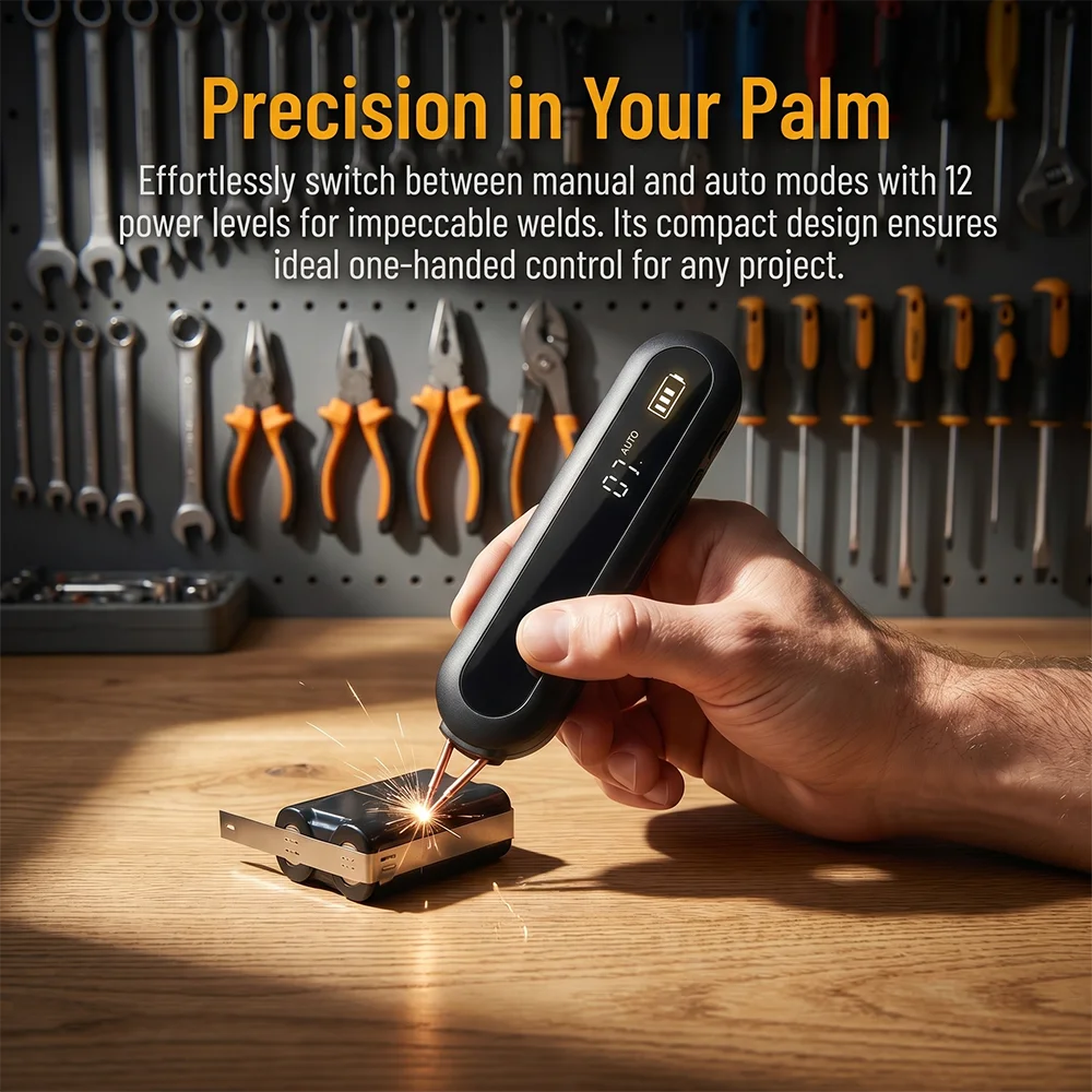 

Portable Handheld Spot Welder DIY Kit Type-C 12 Gears Power Adjustable 9 Levels LED Light 18650 Lithium Battery Spot Welding