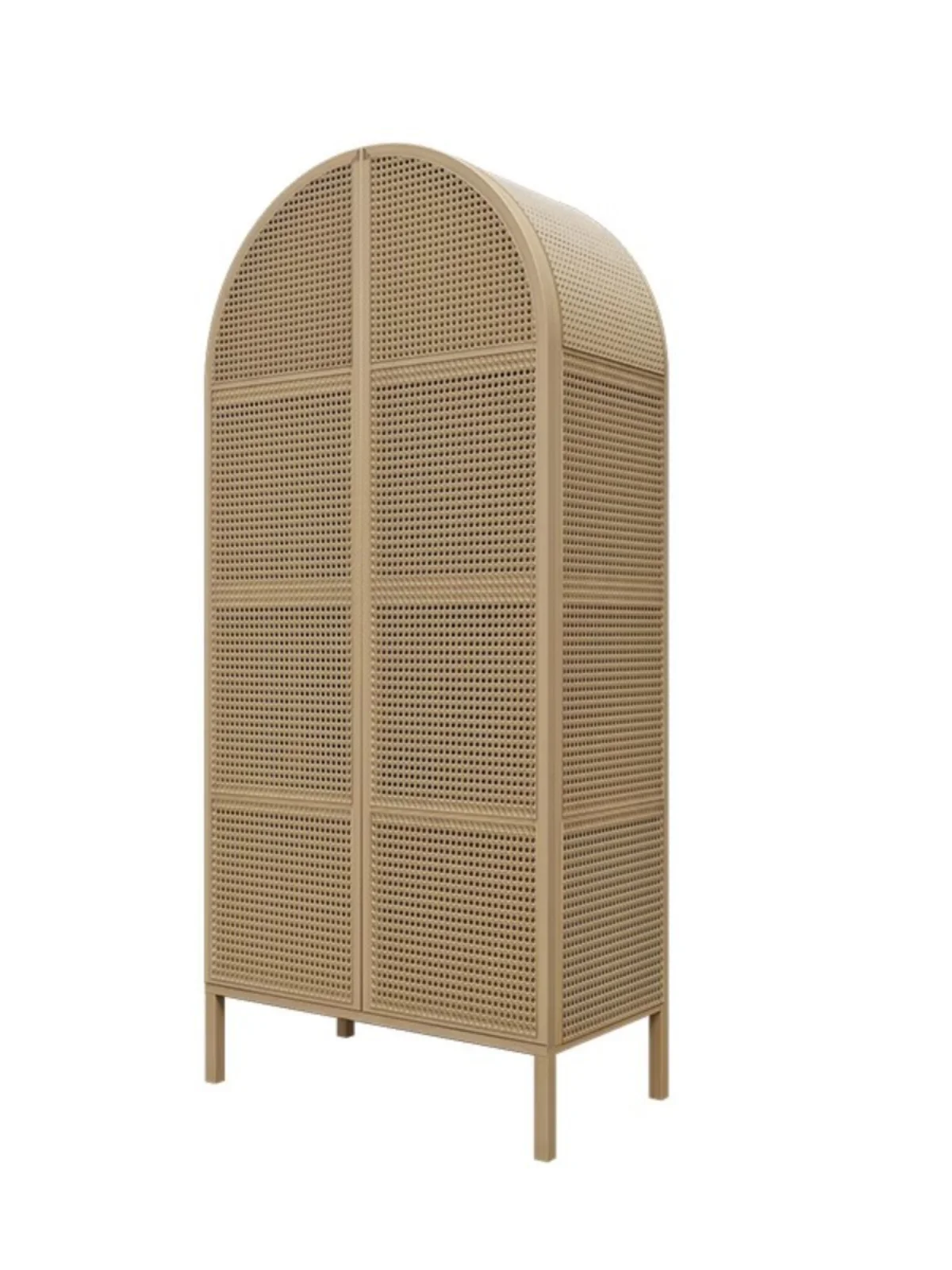 Japanese style solid wood modern minimalist rattan woven double door wardrobe, hotel storage cabinet, household bedroom wooden