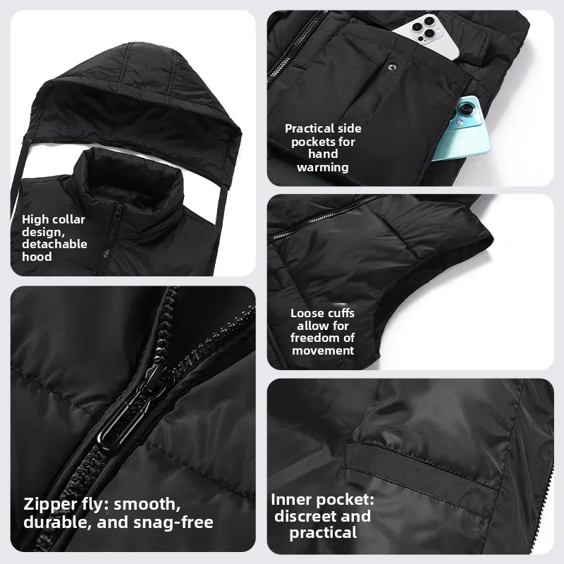 Rompi Luar Ruangan Gaya Korea Multi-saku Musim Gugur dan Musim Dingin Rompi Katun Trendi Pria Pakaian Luar Longgar dan Tebal Jaket Rompi Pria