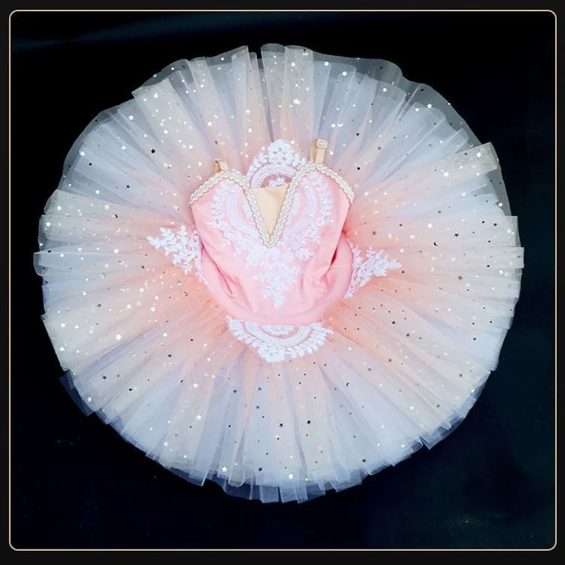 Ruoru Pink Blue Color Ballet Tutu Skirt Ballet Dress Children\'s Swan Lake Costume Kids Belly Dance Clothing Stage Professional