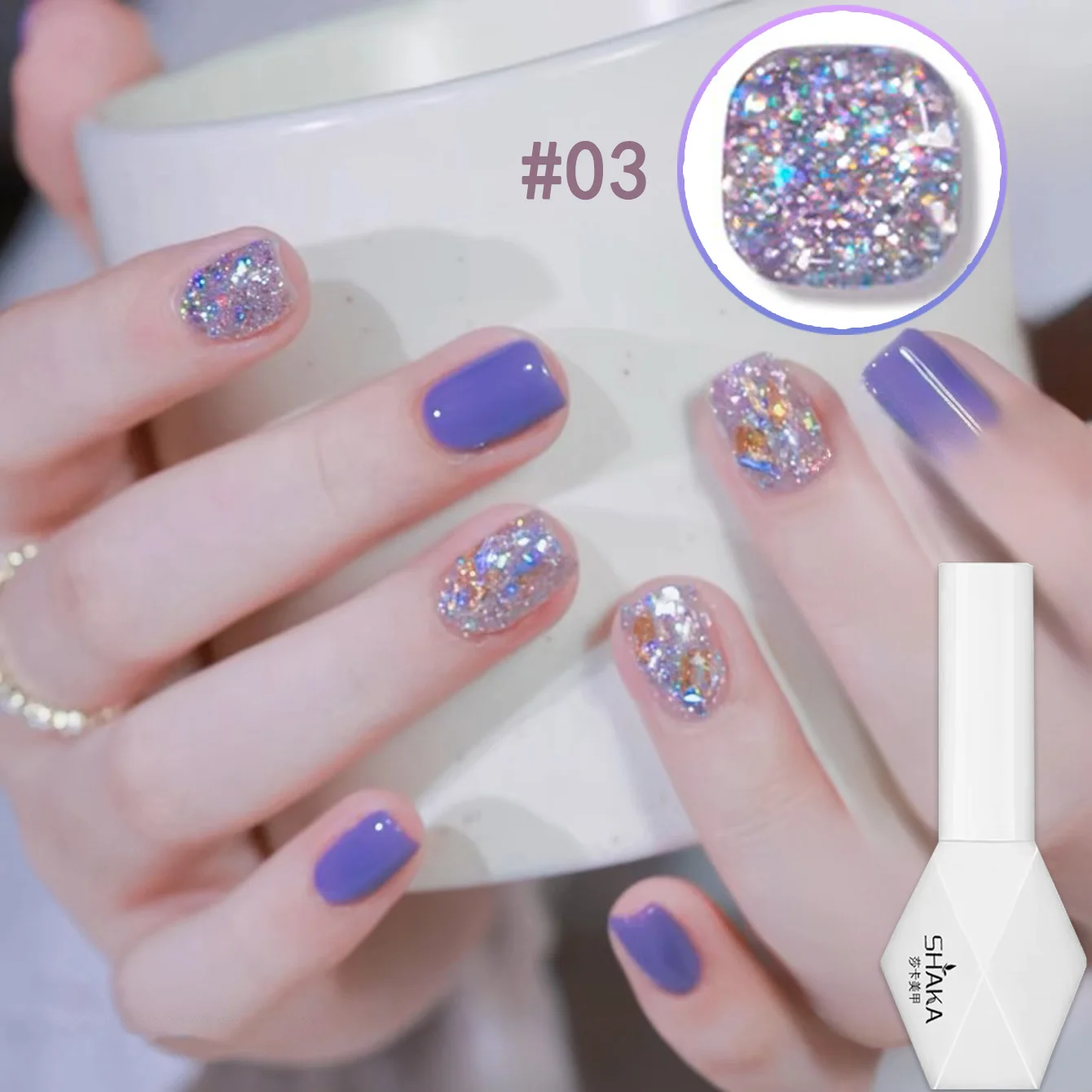 1 pz WS Blu Riflettente Crush Starlight Gel Smalto per unghie Sparking Glitter Soak Off Vernice UV Nail Art Manicure Decoartion