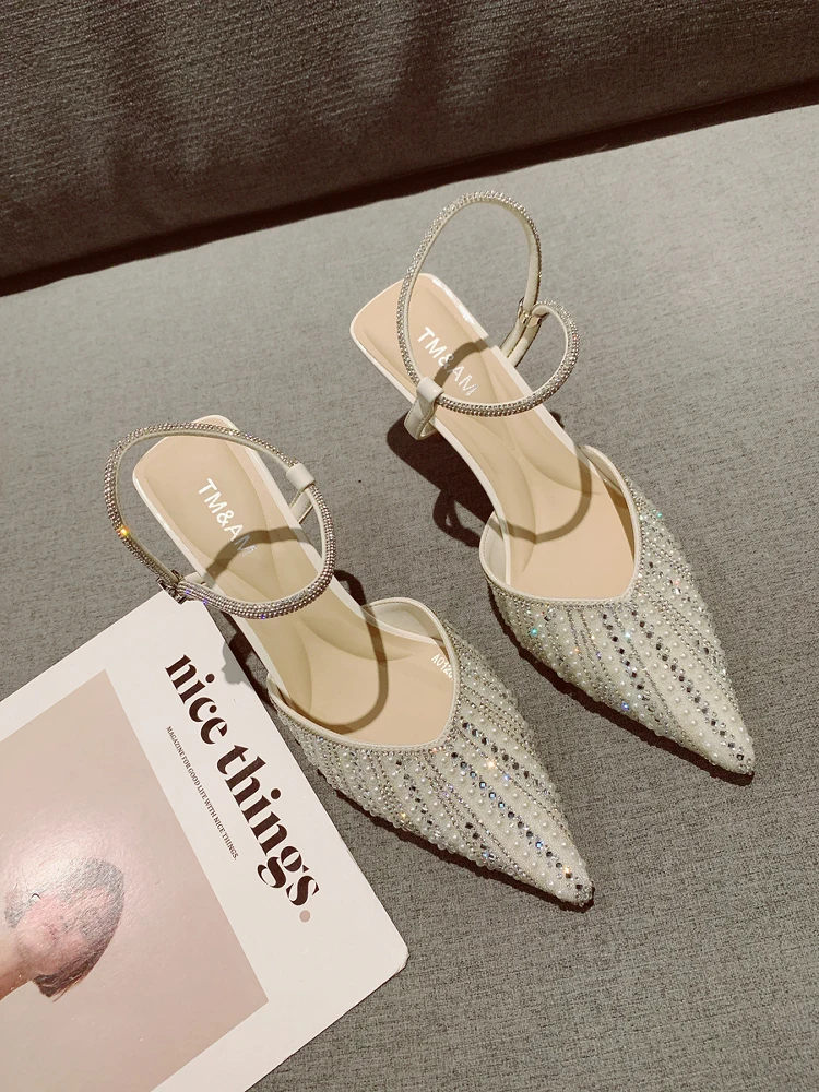 

Модные женские босоножки на высоком каблуке с острым носком и ромбовидной поверхностью, сексуальные женские босоножки на среднем каблуке Faion Single oes