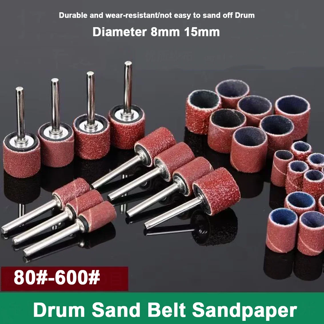 

Brown Dia 8/15mm Drum Sand Belt Sandpaper Nail Drill Bits Foot Care Polishing Manicure Gel PolishRemover 80-600 Grit Replacement