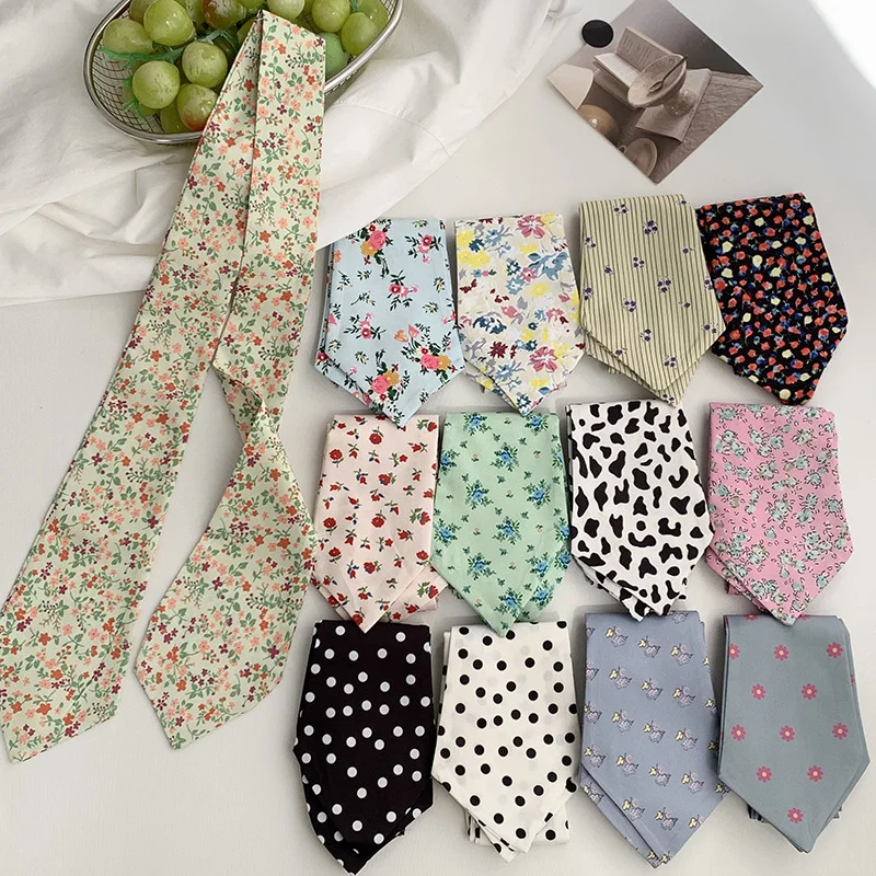 

Korean-style floral print long scarf; neckerchief; sophisticated tie; chiffon; lightweight; hair tie; waist belt