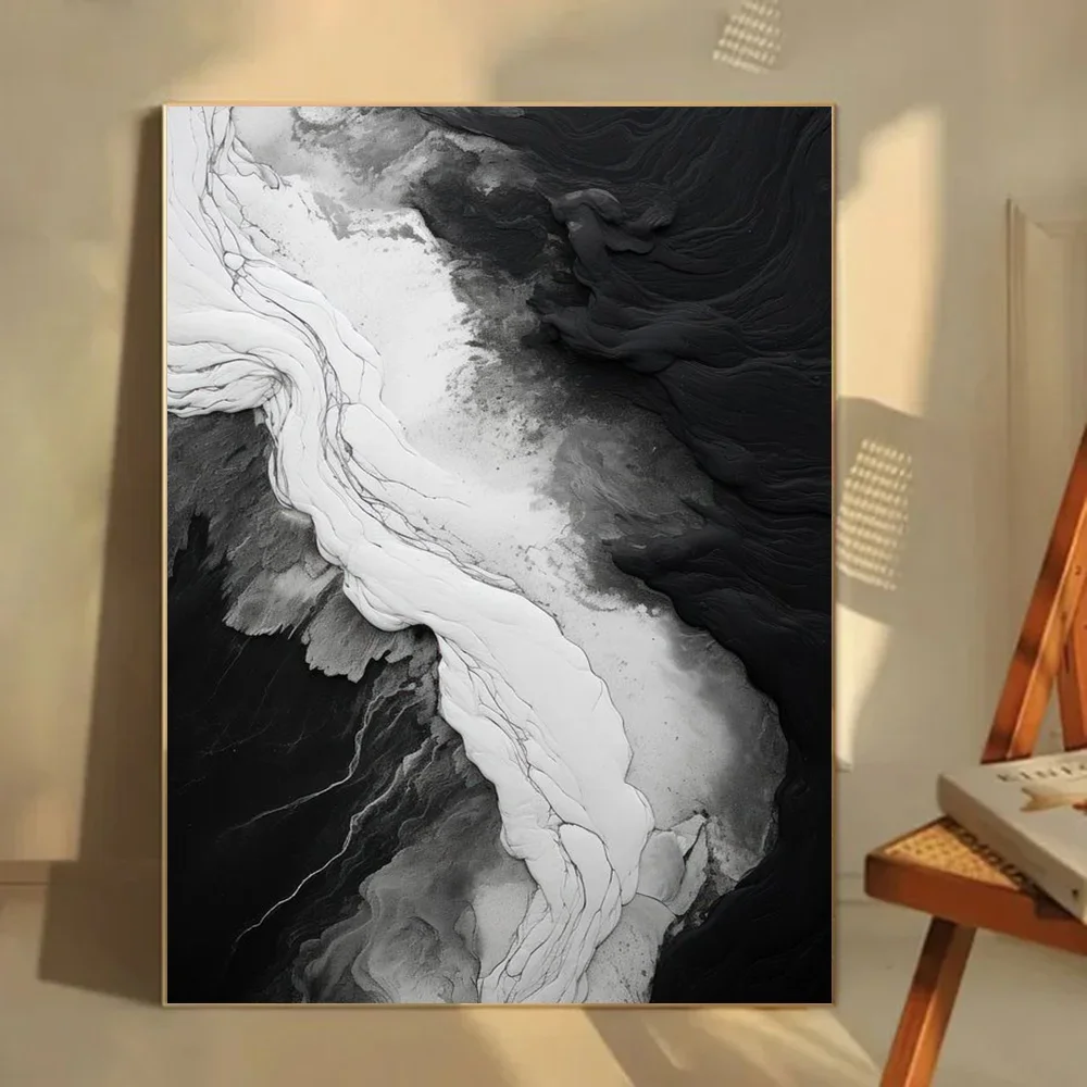 الحديثة مجردة الفن الرخام نمط أسود أبيض رمادي الجدار ملصق فني غرفة المعيشة بار مقهى غرفة نوم مكتب ديكور المنزل قماش اللوحة