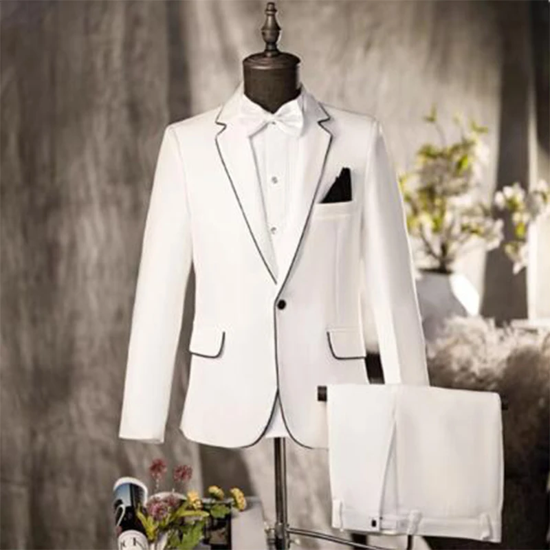 MH111 New Fashion black Male Suits Slim Fit  Double Breasted Elegant Formal Best Men Male Wedding Suits Set Costume Homme