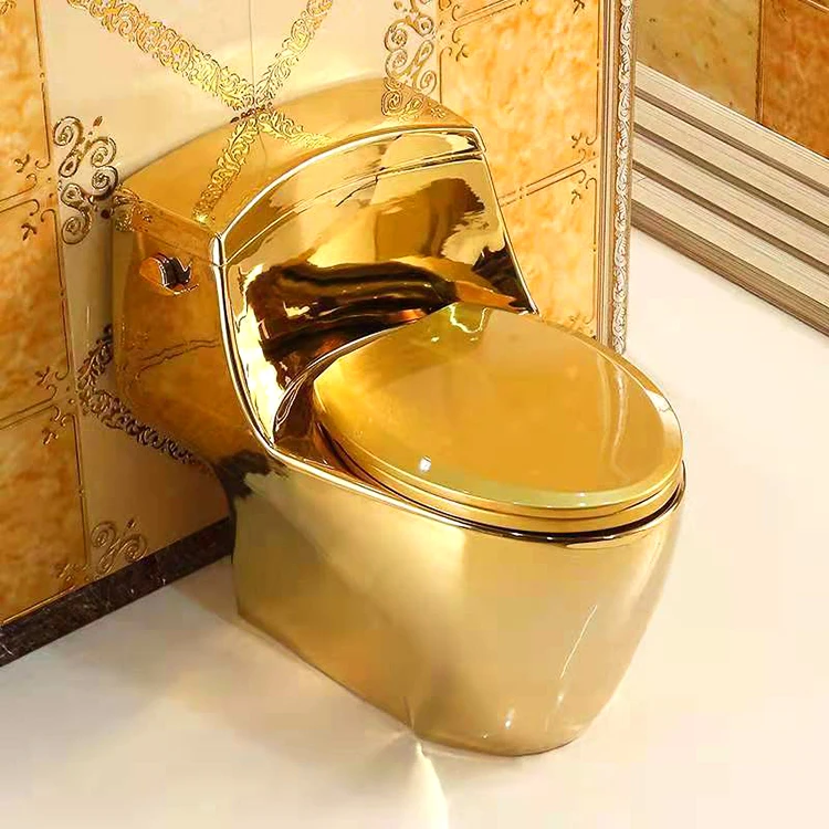 European Floor Mounted Sanitary Ware Color Wc Water Closet Cheap Ceramic Small One Piece Golden Plated Luxury Gold Toilet Bowl