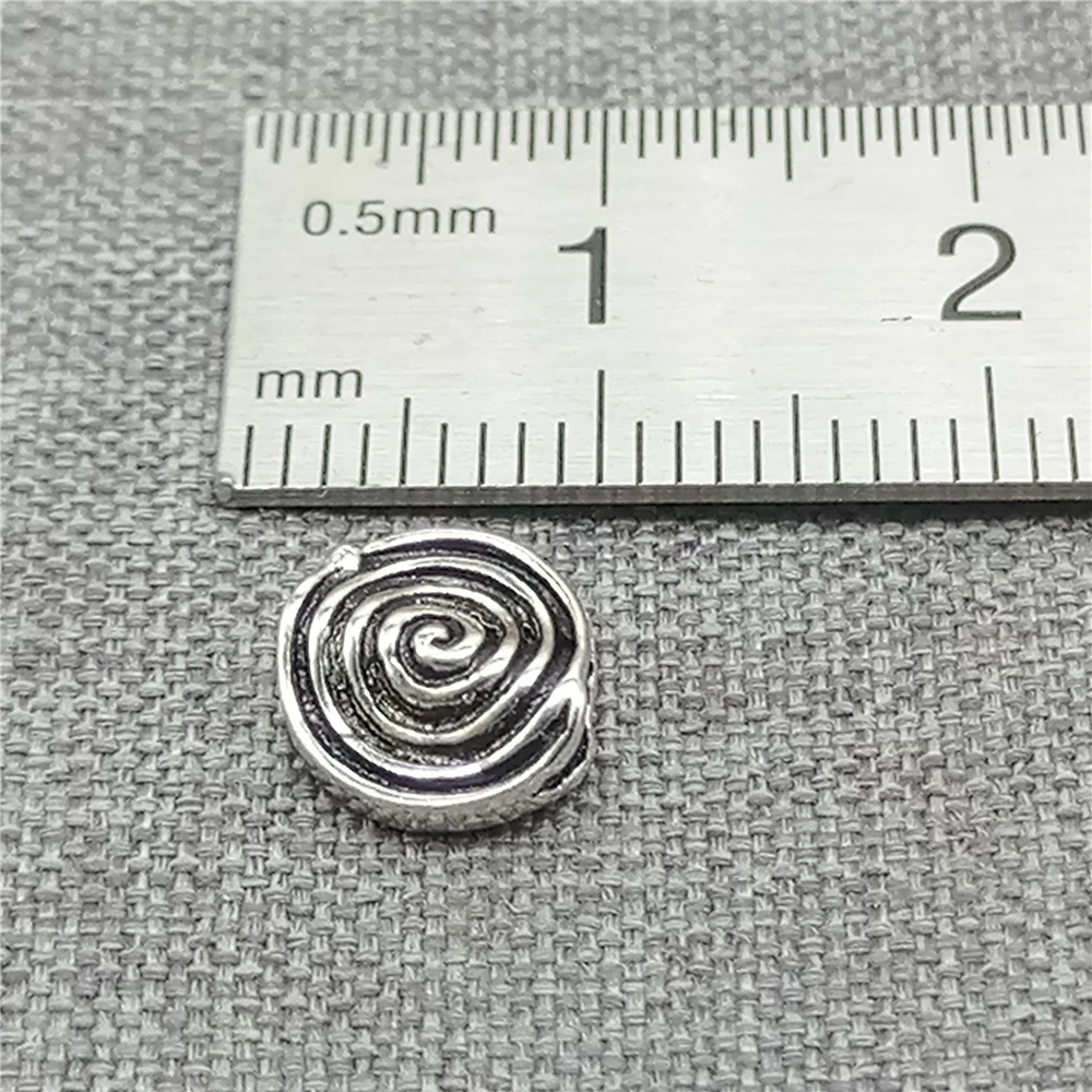 4 Pieces of 925 Sterling Silver Round Nautilus Swirl Disc Beads 2-sided for Bracelet Necklace