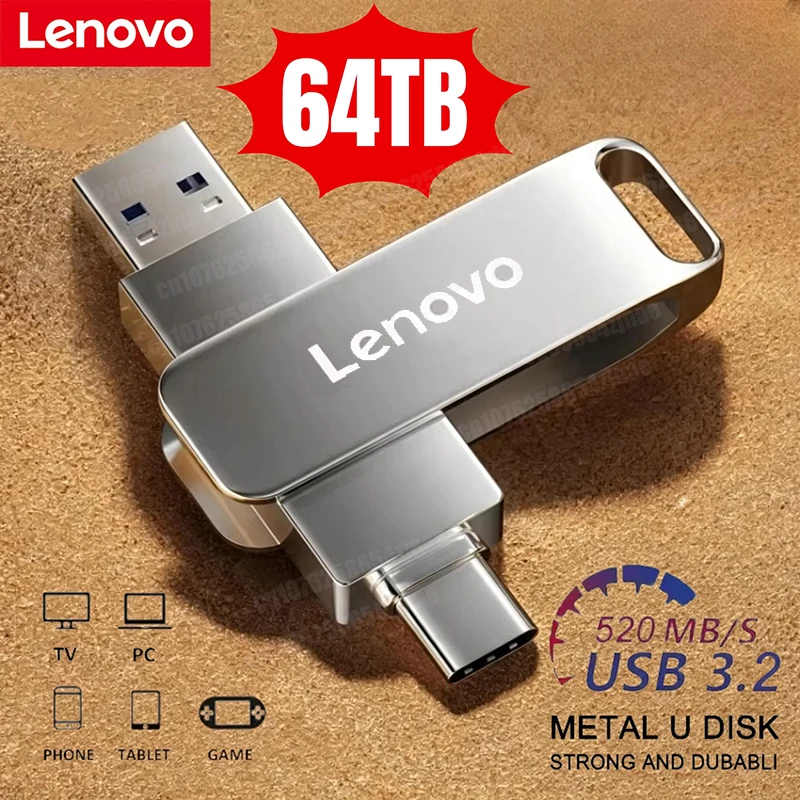 Lenovo 16TB USB 3.2 Flash Drives High Speed Transfer Metal Pendrive Memory Card Pendrive Flash Disk Memoria Waterproof Stick