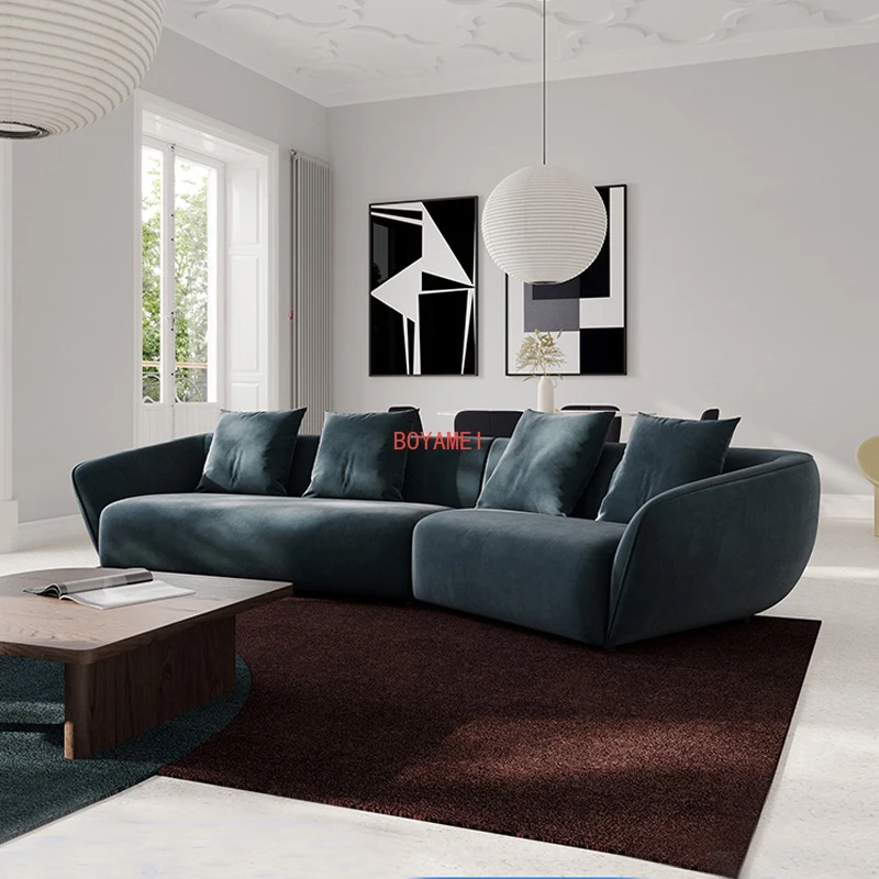 Modern light luxury special-shaped cloth sofa Italian Nordic ins designer style flannelette small family living room combination