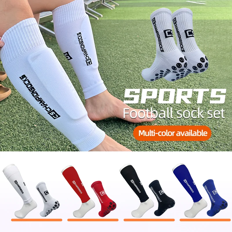 1 Set of High Elasticity Shin Guards Football Leg Cover Non-slip Soccer Tennis Basketball Sport Socks Grip Cycling Riding Socks