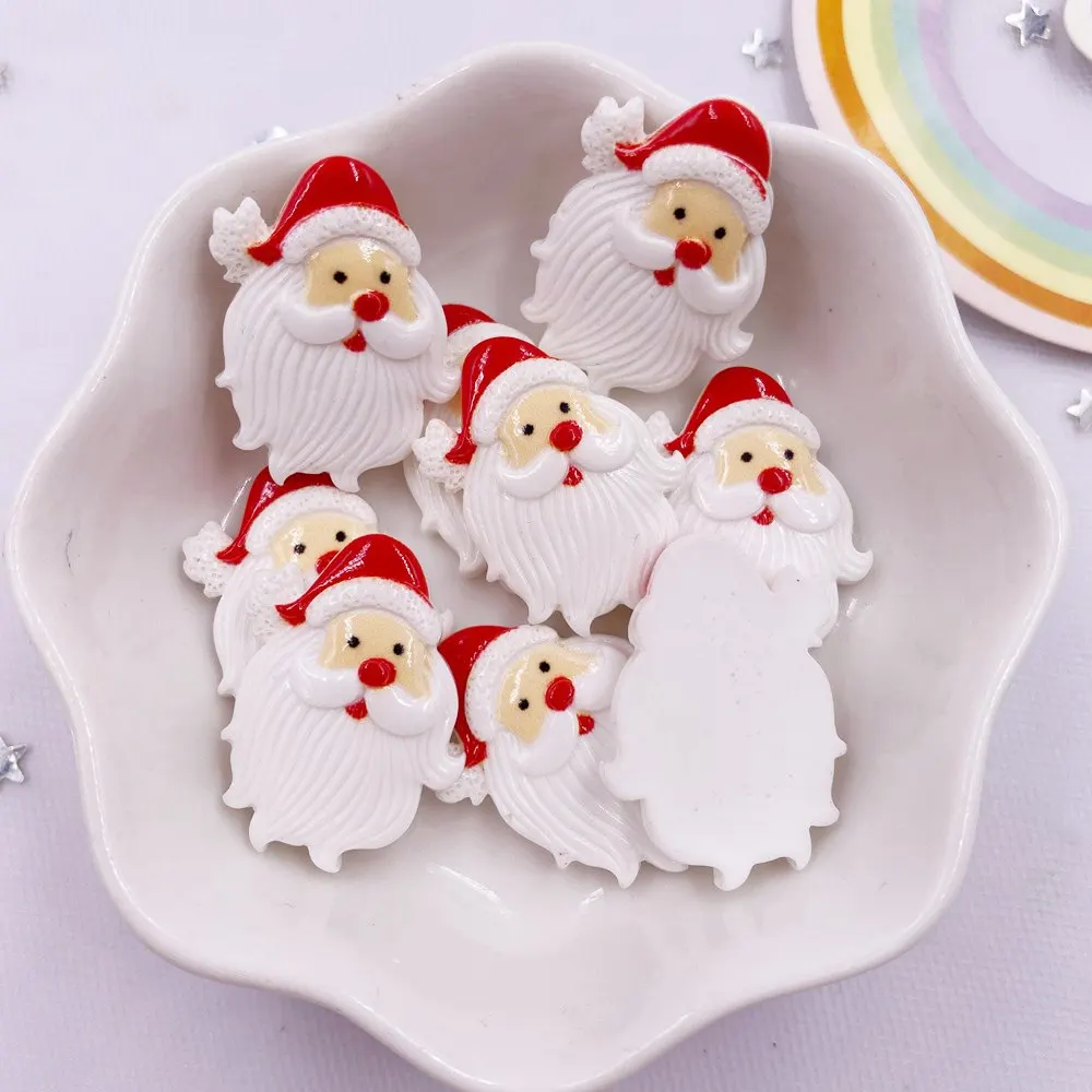 20pcs Colorful Resin Star Hat Santa Claus Flatback Cabochon Stone DIY Scrapbook Figurines Miniature Christmas Accessories Crafts