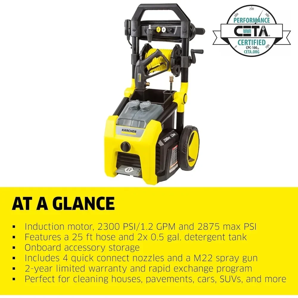 Max 2875 PSI Electric Pressure Washer with 4 Spray Nozzles - Great for cleaning Cars, Siding, Driveways