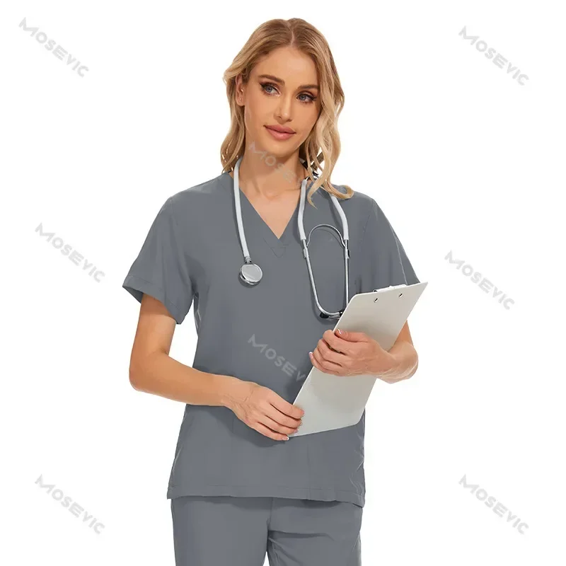 Surgical Uniforms Woman Scrub Set Medical Nurse Beauty Salon Workwear Clinical Scrubs Top + Pant Spa Doctor Nursing Tunic Suit