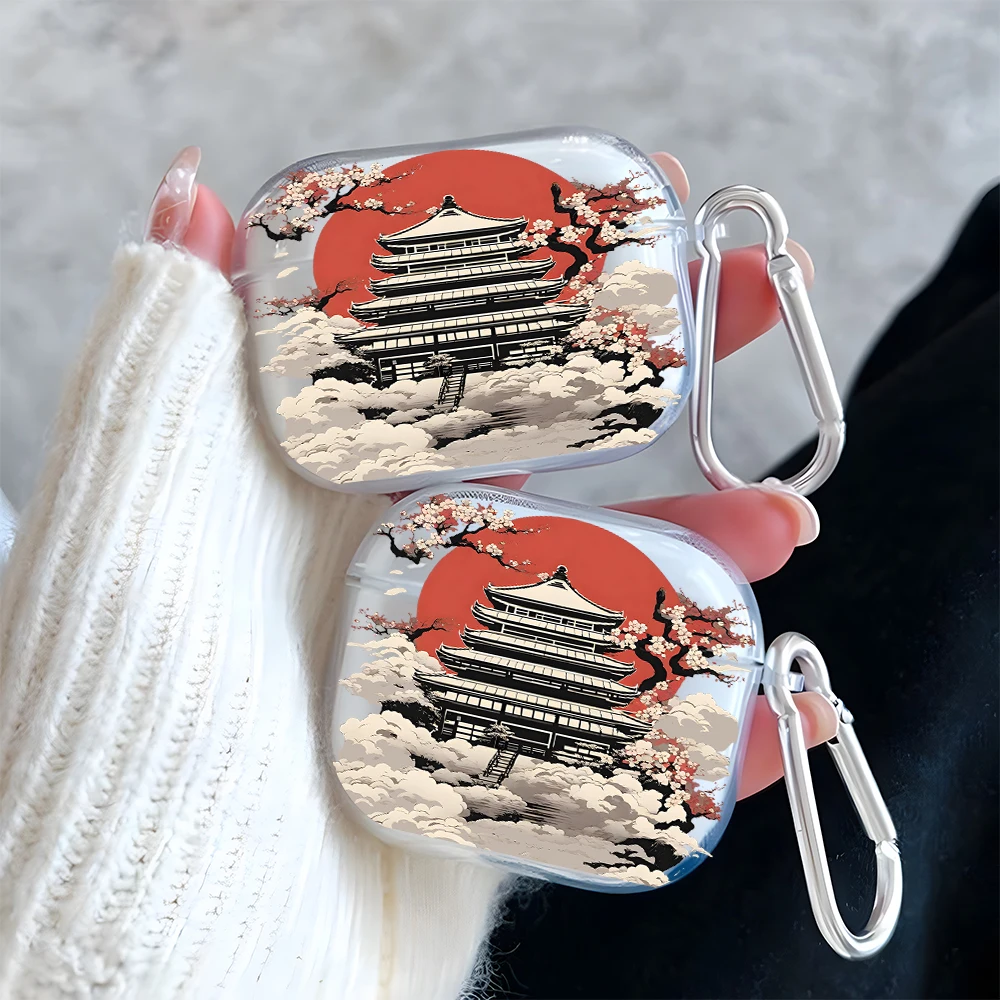 

Red Sun Cloud Pattern Art Clear Earphone Case for AirPods Pro 2/Pro 3/Pro Earbuds Case for AirPods 1/2/3/4 TPU Protective Cover