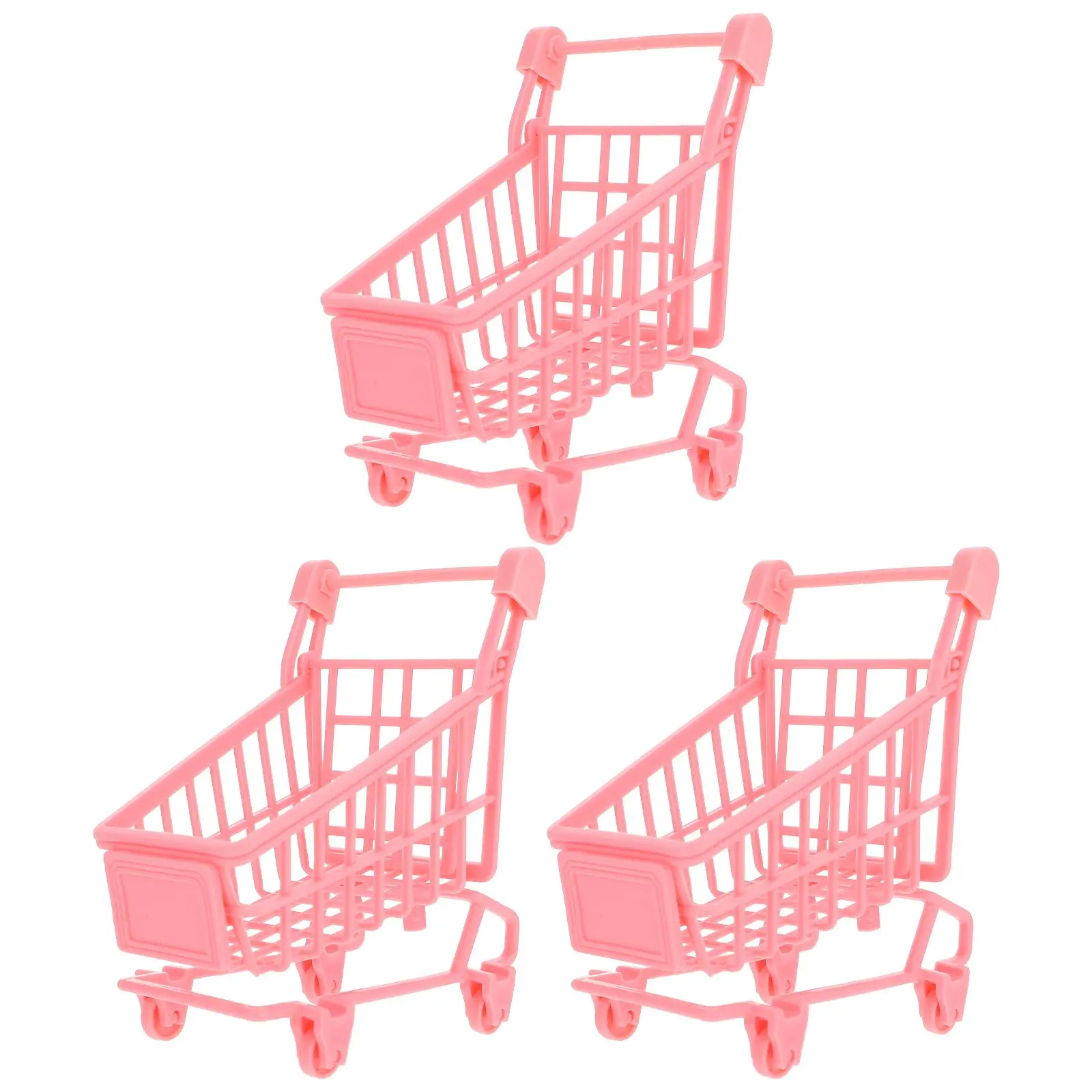 

3 Pcs Shopping Cart Ornaments Tiny Toy Trolley Carts Mini Simulation Supermarket Abs Small Child