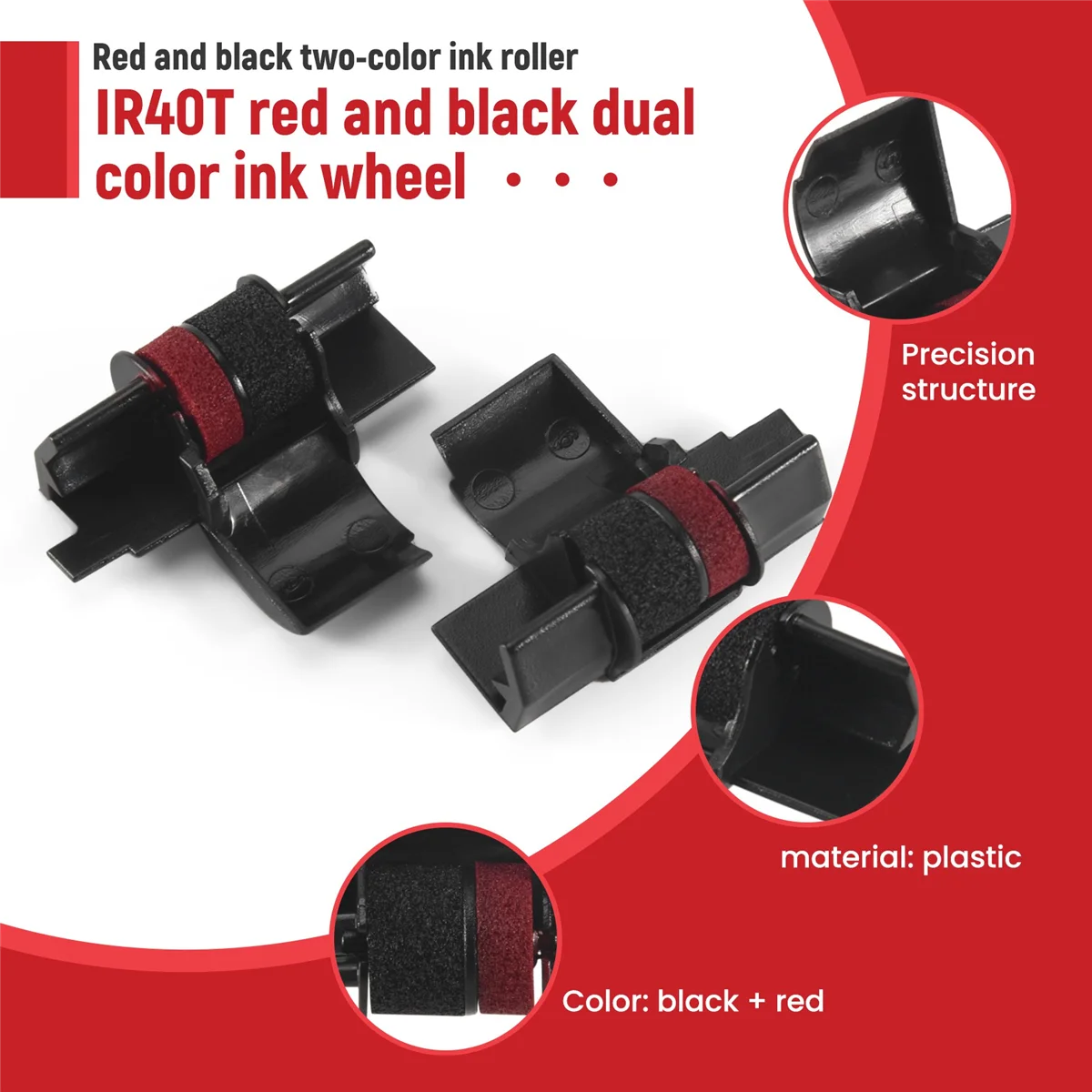 【Last-Chance!】IR-40T (5 عبوات) أسطوانة حبر أشرطة طابعة الآلة الحاسبة المتوافقة - أسود وأحمر #3