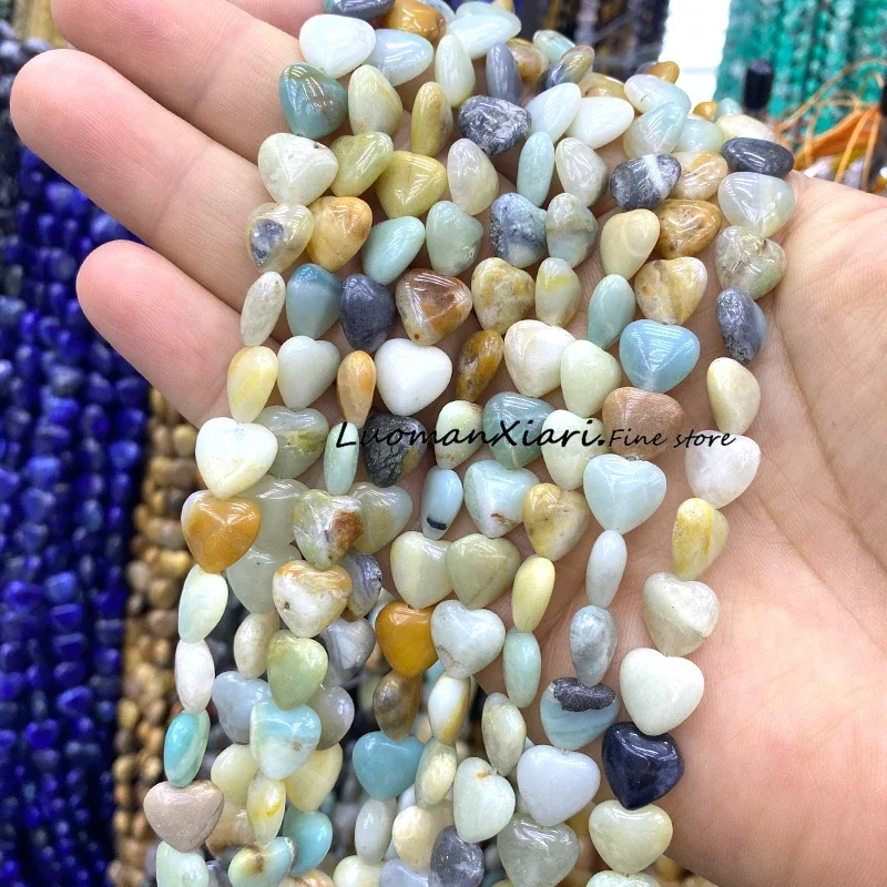10MM Smooth Love Heart Lapis Lazuli Natural Stone Loose Space Beads for Jewelry Making Diy Earrings Bracelet Charms Accessories