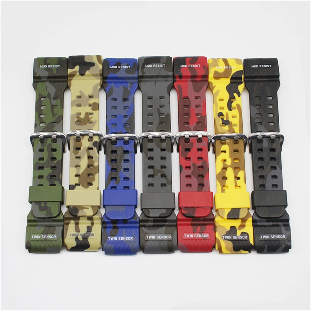 Camouflage Strap for GG-1000 GWG-100 GSG-100 Soft TPU Watch Band Men Sport Watchband Straps Bands Clasps Bracelet Belt Access