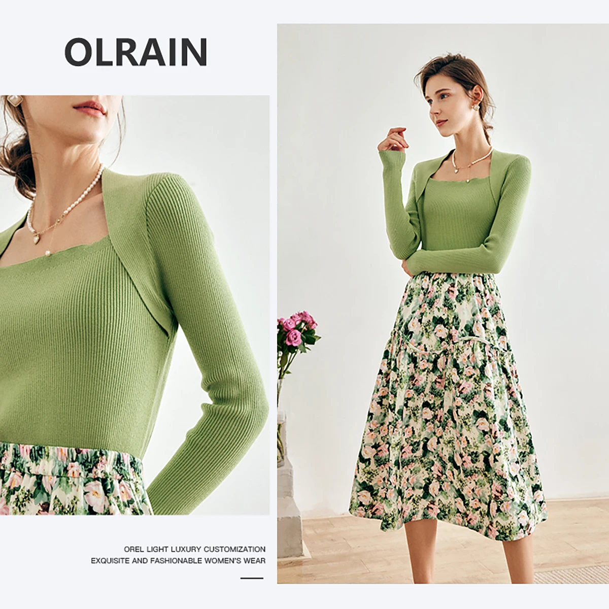 

OLrain Long Sleeve Sweaters Women's Slim Square neck Knitted Tops 2025 Autumn Winter French Elegant Knitwear Pullover O22QM63586