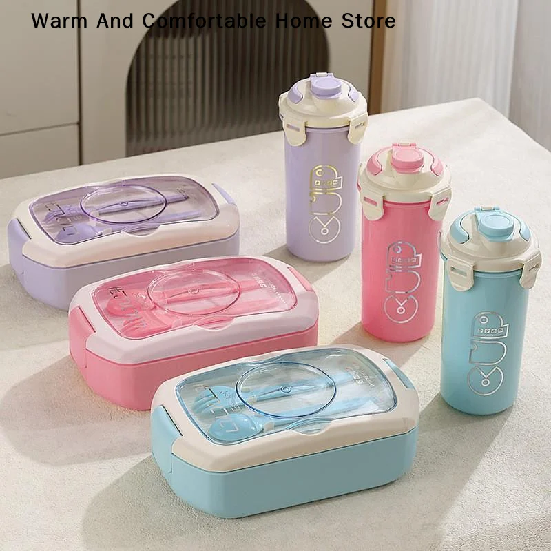 Bento Box Two Tier - 【W】Portable Compartmentalized Bento Box (with Cup)