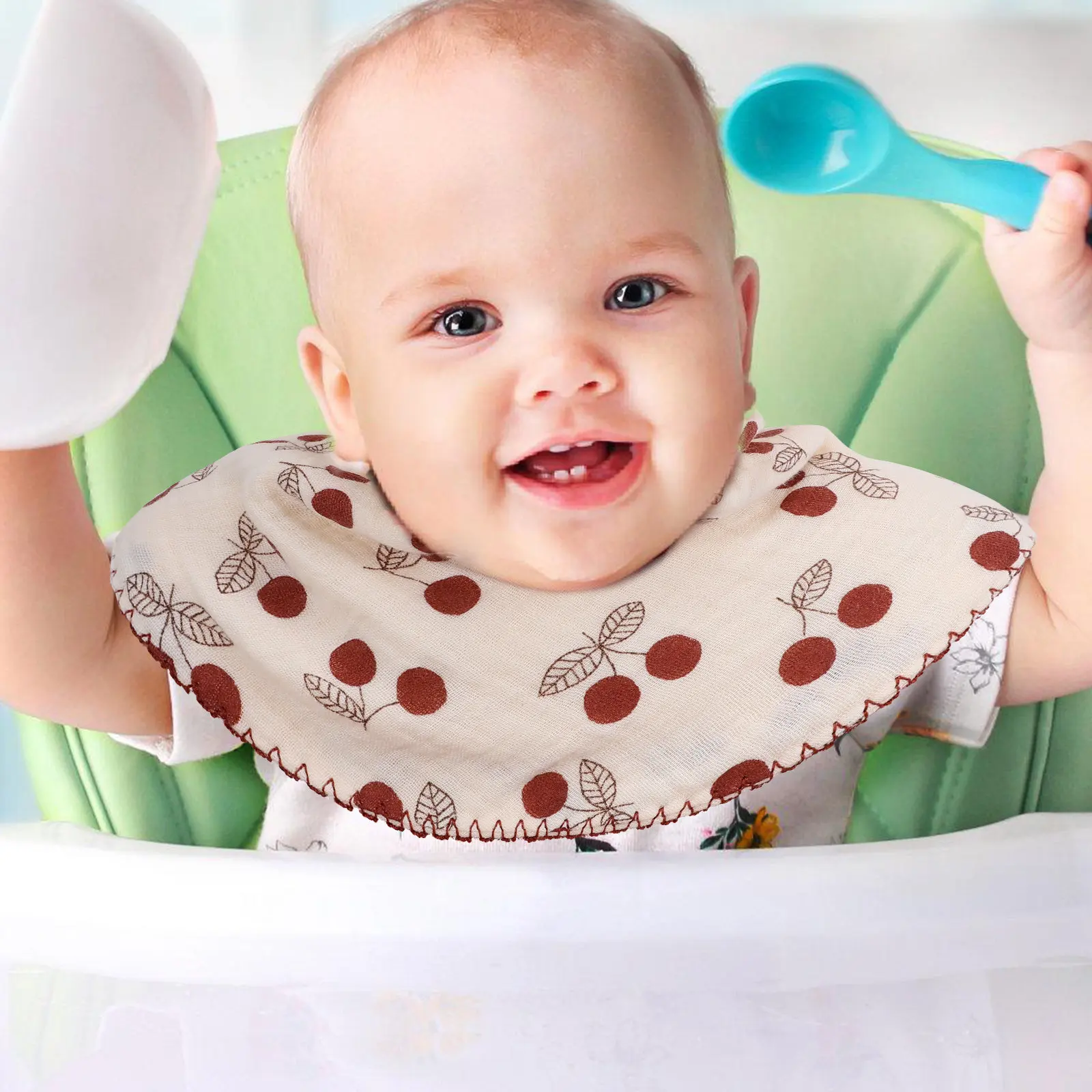 

2Pcs Baby Drool Bib Soft Absorbent Cotton Feeding Bibs Newborn Toddler Burp Cloths Moisture Wicking Baby Bandana Bibs for Eating