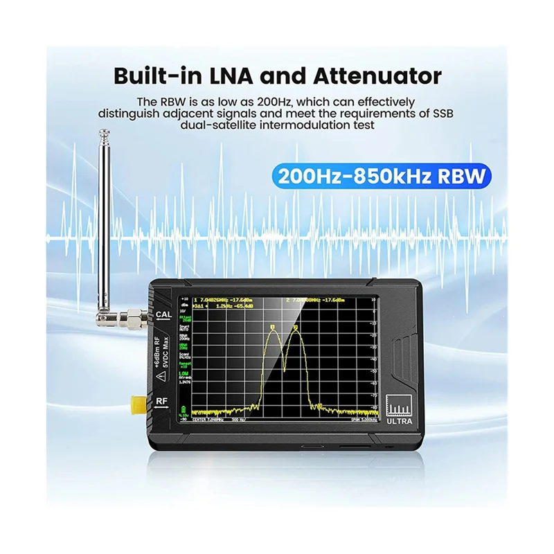 Ultra 4Inch Spectrum Analyzer Handheld TINY SA Frequency Analyzer 100KHz-5.3GHz Add 32GB Card Network Tester