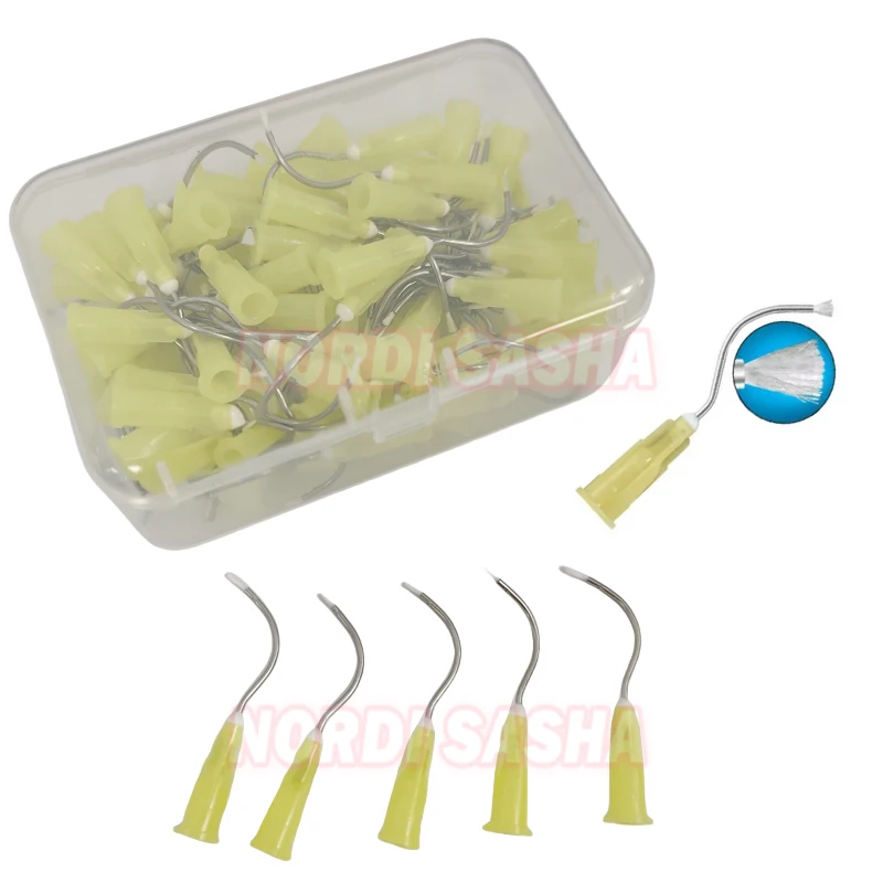 

Dental Disposable Metal Infusor Yellow Tip With Brush Padded Dental Tooth Cleaning Oral Care Tools 100Pcs/Box