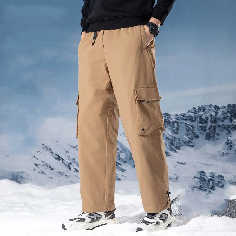 

Winter Down Pants Men 90% White Duck Down Padded Warm Pants Outdoor Waterproof Windproof Casual Straight Thermal Puffer Trousers