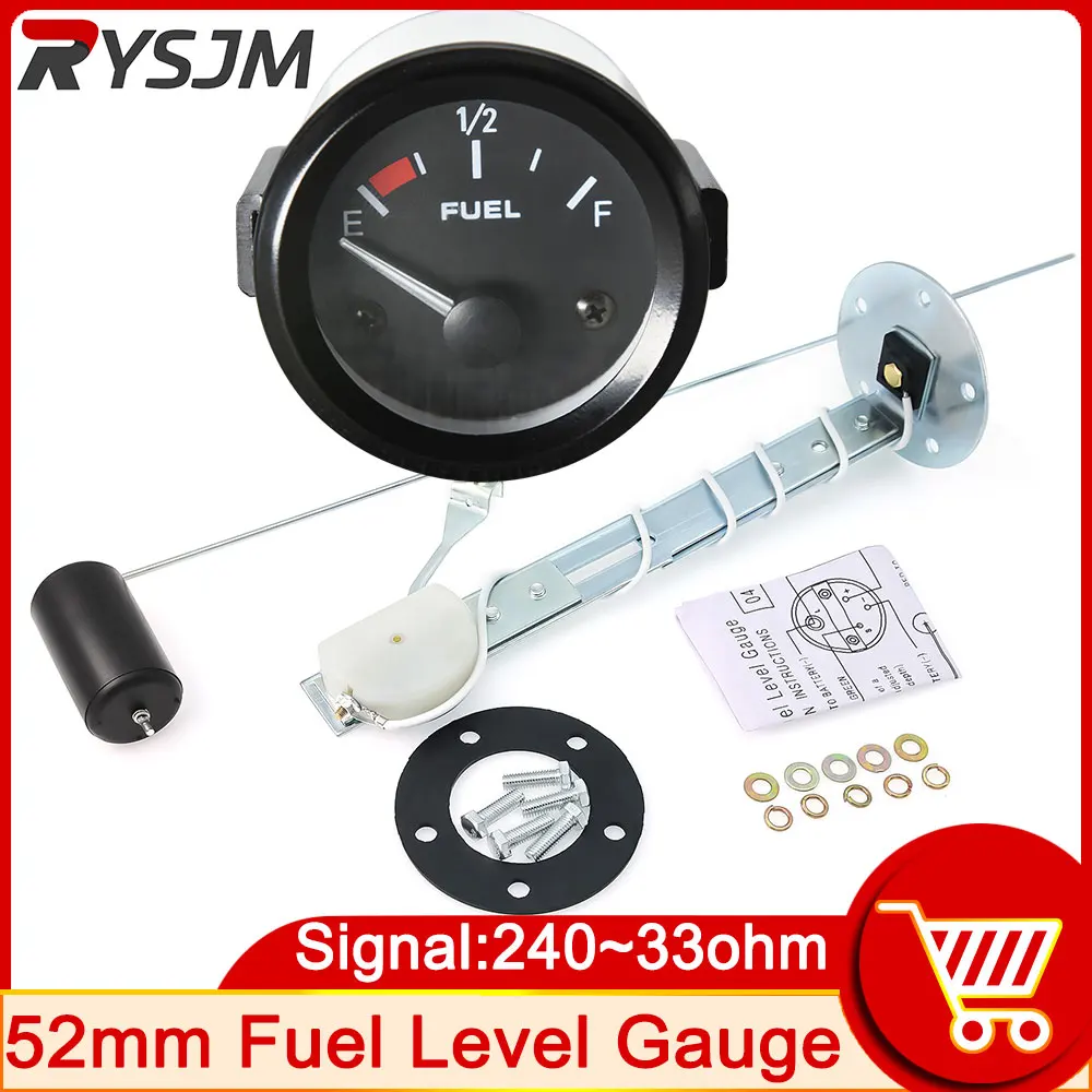 12V 52mm Car Motorcycle Fuel Level Meter Gauge 240~33ohm Car Fuel Gauge Modification Accessories Parts Fuel Level Pointer